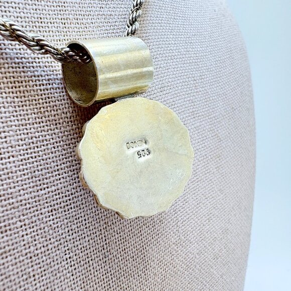 VTG Sterling Silver 925 Leopard Jasper Bezel Set Pendant Necklace 24" Length - Picture 8 of 15